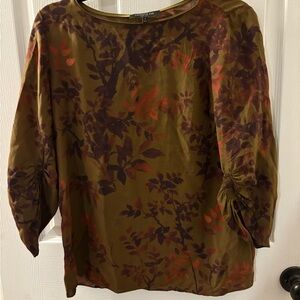 Lafayette 148 New York Olive Floral Blouse